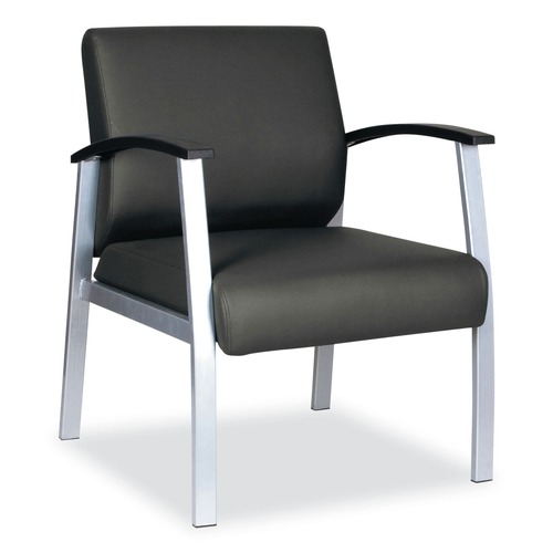  | Alera ALEML2319 MetaLounge Series 24.6 in. x 26.96 in. x 33.46 in. Mid-Back Guest Chair - Black Seat/Silver Base image number 0