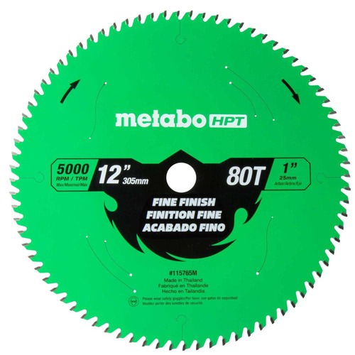Circular Saw Blades | Metabo HPT 115765M 12 in. 80-Tooth Industrial PTFE Miter Saw Fine Finish Blade image number 0
