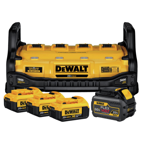 Battery and Charger Starter Kits | Factory Reconditioned Dewalt DCB1800M3T1R Portable Power Station with 20V MAX 4.0 Ah and FlexVolt 6.0 Ah Batteries image number 0