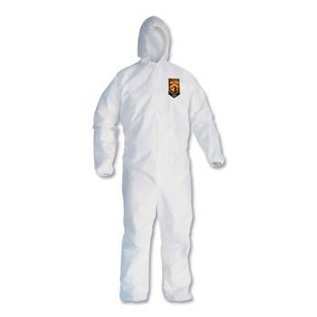 Ansell KCC 46114 A30 Elastic-Back and Cuff Hooded Coveralls - Extra Large, White (25/Carton)
