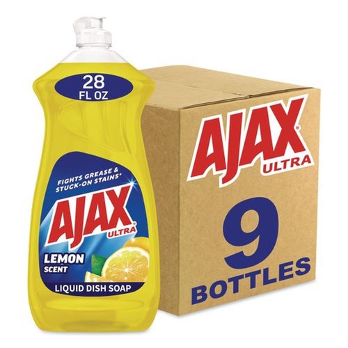 Percentage Off | Ajax 144673 28 oz. Bottle Dish Detergent - Lemon Scent (9/Carton) image number 0