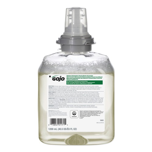  | GOJO Industries 5665-02 1,200 mL TFX Green Certified Foam Hand Cleaner Refill - Unscented image number 0