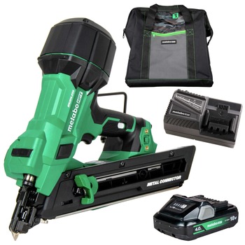 Metabo HPT 18V MultiVolt Brushless Lithium-Ion 1-1/2 in. Cordless Metal Connector Nailer Kit (4 Ah) - NR1838DKAM