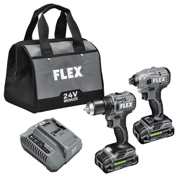 FLEX 24V Advantage Brushless Lithium-Ion 1/2 in. Cordless 2-Speed Drill Driver and 1/4 in. Hex Impact Driver Combo Kit (2.5 Ah) - FXM205-2A