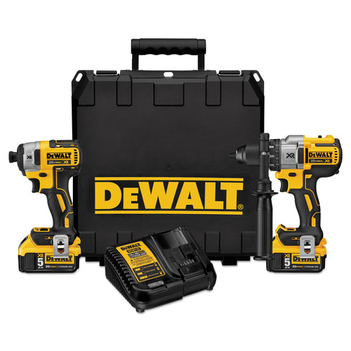 Combo Kits | Dewalt DCK299P2 2-Tool Combo Kit - 20V MAX XR Brushless Cordless Hammer Drill & Impact Driver Kit with 2 Batteries (5 Ah) image number 0