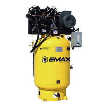 PRODUCTS | EMAX 10 HP 120 Gallon 2-Stage Single Phase Industrial V4 Pressure Lubricated Pump 38 CFM @ 100 PSI Plus SILENT Air Compressor - ESP10V120V1