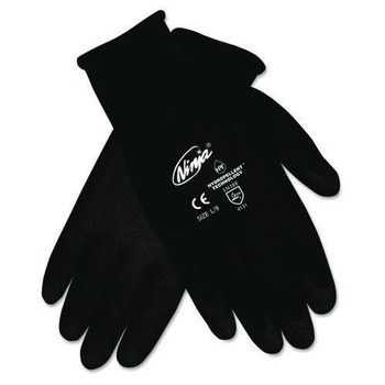MCR Safety Ninja HPT PVC Coated Nylon Gloves - Medium/Black (1-Dozen) - N9699M