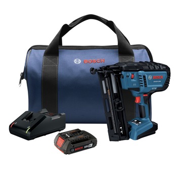 FINISH NAILERS | Bosch 18V Brushless Lithium-Ion 16-Gauge Cordless Angled Finish Nailer Kit (2 Ah) - GNH18V-16MAB12