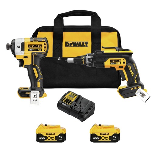 Combo Kits | Dewalt DCK268P2 20V MAX XR Brushless Lithium-Ion Cordless Drywall Screwgun and Impact Driver Combo Kit with 2 Batteries (5 Ah) image number 0