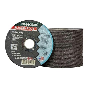 POWER TOOL ACCESSORIES | Metabo (50/Carton) A60TX Slicer Plus T1 4.5 in. x 0.45 in. x 7/8 in. Cutting Wheel Pack - US655997050