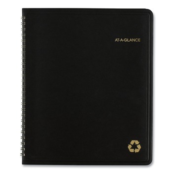 AT-A-GLANCE 12-Month: Jan 2026 to Dec 2026 8.75 in. x 7 in. Recycled Monthly Planner with Perforated Memo Section - Black Cover - 70120G05