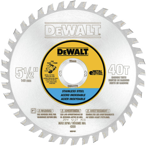 Circular Saw Blades | Dewalt DWA7771 5-1/2 in. 30T Stainless Steel Metal Cutting Circular Saw Blade image number 0
