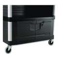 Customer Appreciation Sale! Save up to $60 on Select Tools | Rubbermaid Commercial FG409500BLA 40.63 in. x 20.75 in. x 37.81 in. 300 lbs. Capacity 3 Shelves Plastic Xtra Equipment Cart - Black image number 4