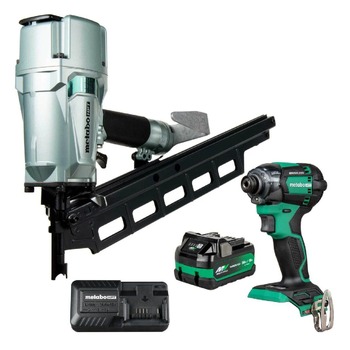 COMBO KITS | Metabo HPT Pneumatic Framing Nailer and 18V Impact Driver Pro Bundle Kit (5 Ah) - KNR83A5SM