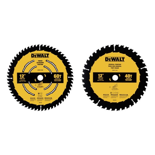 Circular Saw Blades | Dewalt DWA112CMB 40T/60T 12 in. Large Diameter Circular Saw Blades Combo Pack image number 0