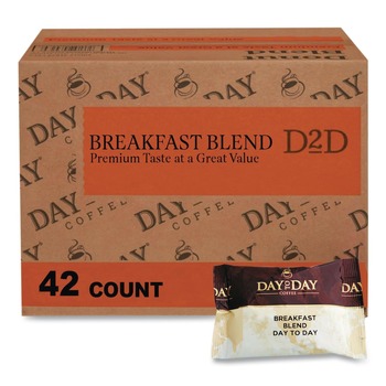 Day to Day Coffee 23003 1.5 oz. Pack 100 Percent Pure Coffee - Breakfast Blend (42 Packs/Carton)
