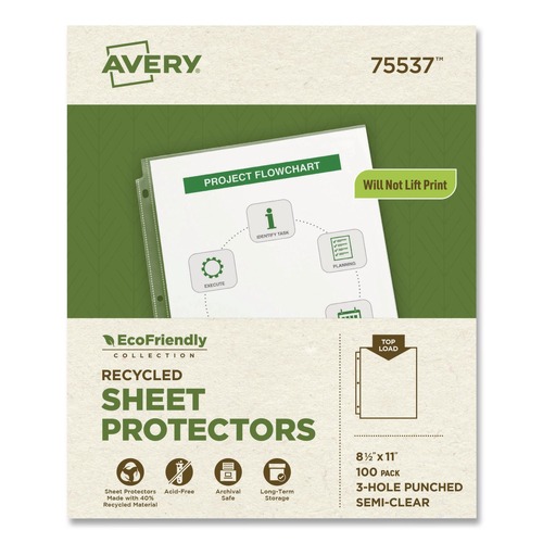 July Member-Exclusive Offer Save 10% off on One Item | Avery 75537 Top-Load Recycled Polypropylene Sheet Protector - Semi-Clear (100/Box) image number 0