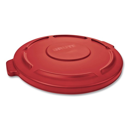 Rubbermaid Commercial 22.25 in. BRUTE Self-Draining Flat Top Lids for 32 gal. Round BRUTE Containers - Red - FG263100RED