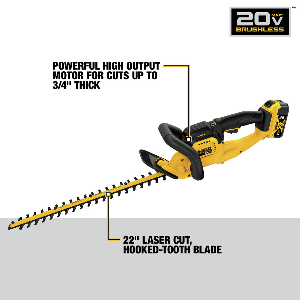 Dewalt DCHT820P1 20V MAX LithiumIon 22 in. Cordless Hedge Trimmer (5