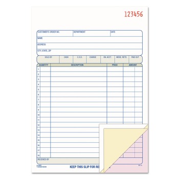 Adams TC5805 5.56 x 7.94 Three-Part Carbonless Sales Order Pad, 50 Forms Total