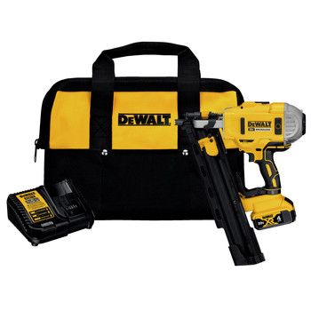 PRODUCTS | Factory Reconditioned Dewalt 20V MAX Lithium-Ion 21-Degree Plastic Collated Framing Nailer Kit (4 Ah) - DCN21PLM1R