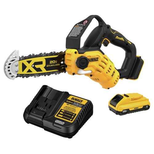 Outdoor Power Combo Kits | Dewalt DCCS623BDCB240C-BNDL 20V MAX Brushless Lithium-Ion 8 in. Cordless Pruning Chainsaw and 20V MAX 4 Ah Lithium-Ion Battery and Charger Starter Kit Bundle image number 0