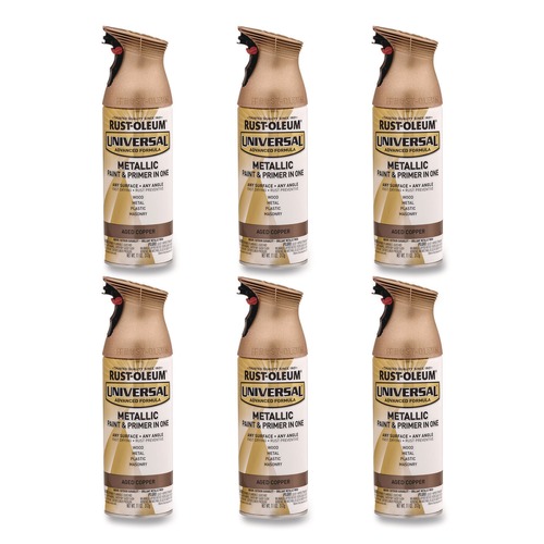 Paint | Rust-Oleum 249132 Universal Premium Spray Paint, Aged Copper, 12 oz Aerosol Can, 6/Carton image number 0