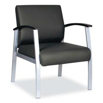 Alera ALEML2319 MetaLounge Series 24.6 in. x 26.96 in. x 33.46 in. Mid-Back Guest Chair - Black Seat/Silver Base