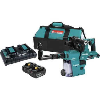CONCRETE TOOLS | Makita 18V X2 (36V) LXT Brushless Lithium-Ion 1-1/8 in. Cordless SDS-Plus AFT, AWS Capable AVT Rotary Hammer Kit with 2 Batteries (5 Ah) - XRH10PTW