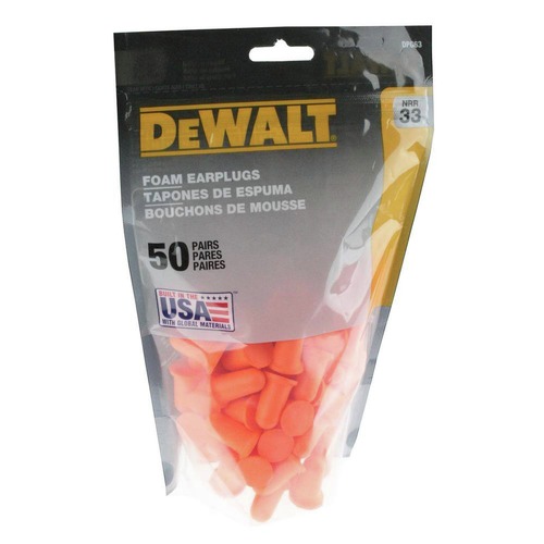 Ear Plugs | Dewalt DPG63BG50 Orange Bell NRR33 Foam Earplugs - Uncorded - 50 Pair Resealable Bag (4/Carton) image number 0
