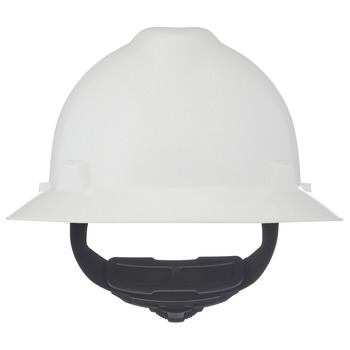MSA V-Gard Slotted Full-Brim Hard Hat with Fas-Trac III Suspension - White - 475369