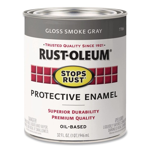 Paint | Rust-Oleum 7786502 Stops Rust 1-qt. Can Brush-On Protective Enamel Paint - Gloss Smoke (2/Carton) image number 0