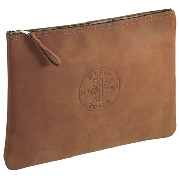 Klein Tools Contractor's Leather Portfolio Zipper Bag - 5136
