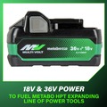 Batteries | Metabo HPT 382309M 18V/36V MultiVolt 5 Ah/2.5 Ah Lithium-Ion Water and Impact Resistant Battery image number 4