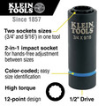 Clearance Center | Klein Tools 66001 2-In-1 12 Point 3/4 in./ 9/16 in. Impact Socket image number 1