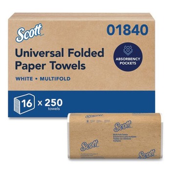 Scott 01840 9.2 in. x 9.4 in. 1-Ply Essential Multi-Fold Towels with Absorbency Pockets - White (4000/Carton)