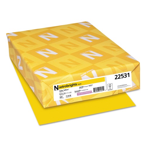 July Member-Exclusive Offer Save 10% off on One Item | Astrobrights 22531 8.5 in. x 11 in. 24 lbs. Bond Weight Color Paper - Solar Yellow (500/Ream) image number 0