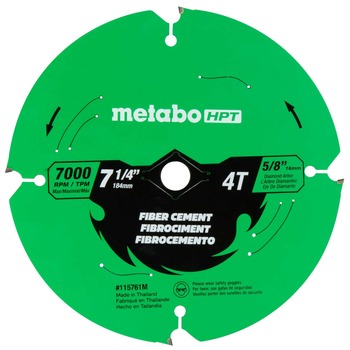 BLADES | Metabo HPT 7-1/4 in. 4-Tooth Industrial PTFE Circular Saw Fiber Cement Blade - 115761M
