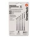 Screwdrivers | Great Neck GP6C 6-Piece Phillips/Slotted Polished Steel Handles Assorted Lengths Precision Screwdriver Set image number 2