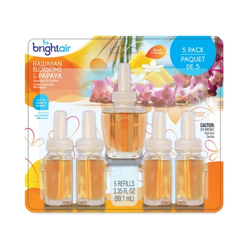 July Member-Exclusive Offer Save 10% off on One Item | BRIGHT Air BRI900668 0.67 oz. Bottle Electric Scented Oil Air Freshener Refill - Hawaiian Blossoms and Papaya (5/Pack) image number 0