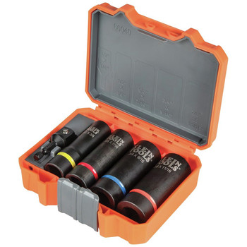 IMPACT SOCKETS | Klein Tools 5-Piece 1/2 in. Drive 12 Point Deep 2-in-1 Impact Socket Set - 66040