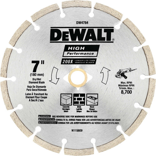 Dewalt DW4784 7 in. HP Segmented Diamond Blade image number 0