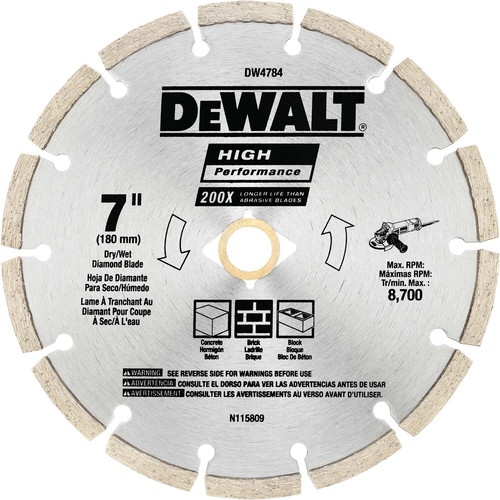 Circular Saw Blades | Dewalt DW4784 7 in. HP Segmented Diamond Blade image number 0