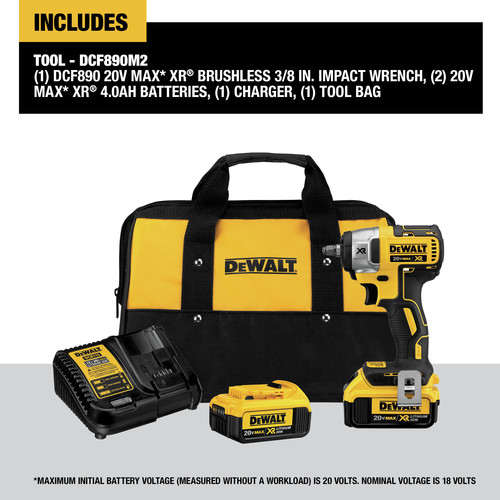 Dewalt 20V MAX XR Cordless Lithium Ion 3 8 in. Compact Impact Wrench Kit DCF890M2