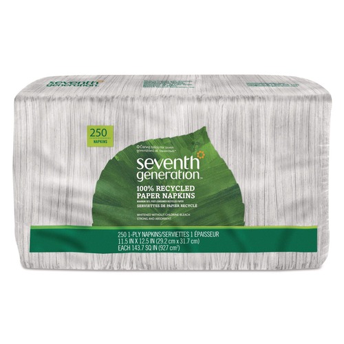  | Seventh Generation 13713 100% Recycled 11-1/2 in. x 12-1/2 in. 1-Ply Napkins - White (250/Pack) image number 0
