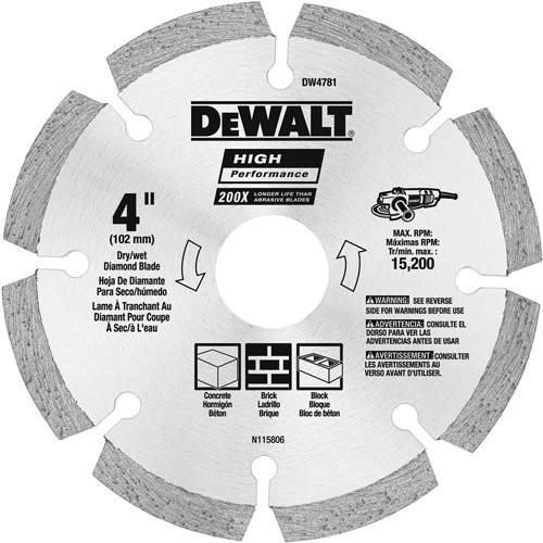 Diamond Abrasive Blades | Dewalt DW4781 4 in. HP Segmented Diamond Blade image number 0