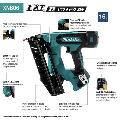Makita 18V LXT Brushless Lithium-Ion 16-Gauge 2-1/2 in. Cordless