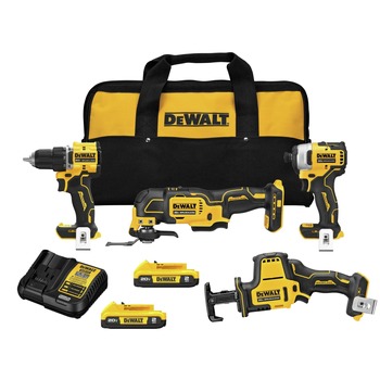 COMBO KITS | Dewalt 20V MAX ATOMIC Brushless Lithium-Ion Cordless 4-Tool Combo Kit with 2 Batteries (2 Ah) - DCK486D2