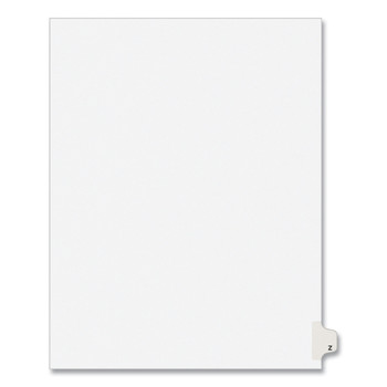 Avery 01426 11 x 8.5 Avery Style Preprinted Legal Exhibit Side Z 26-Tab Index Dividers - White (25/Pack)