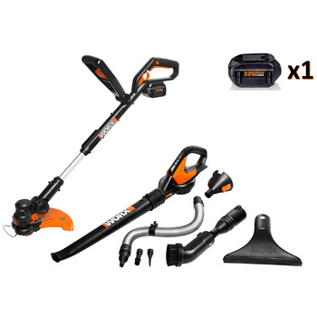 Worx 32V Max 2-Piece Lithium-Ion String Trimmer & Leaf Blower Combo Kit - WG924.1